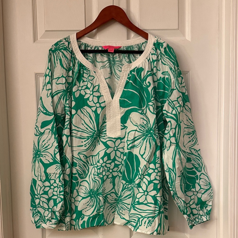 Lilly Pulitzer Teal Floral Blouse - New